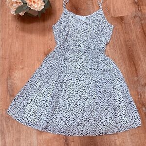 The Limited White Sundress with Black & Lime Spot Print